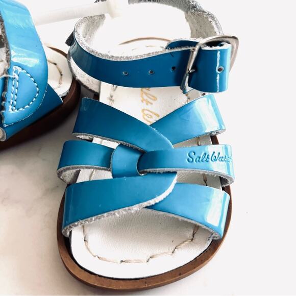 Salt Water Shiny Turquoise Sandals size infant 3  NWOT - Picture 1 of 5